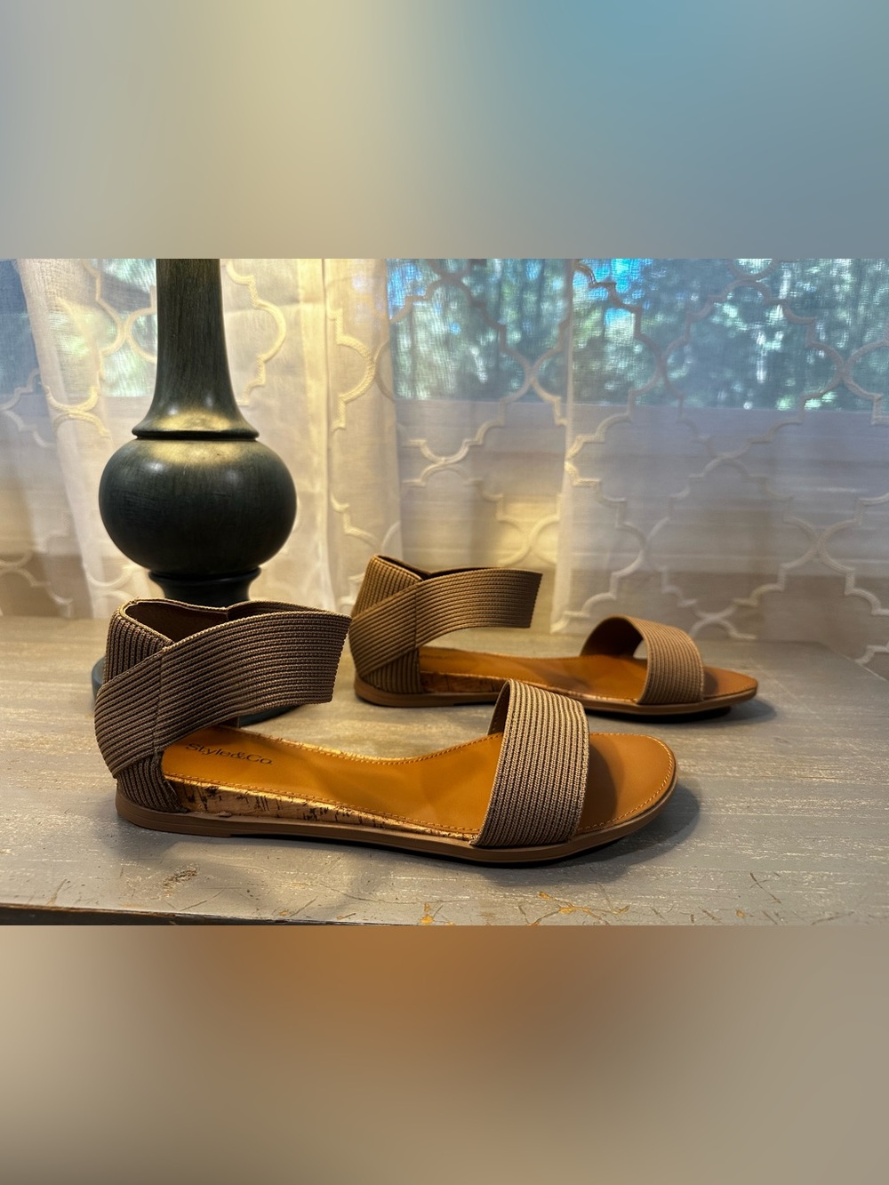 Style & Co. Elastic Strap Sandals - Taupe